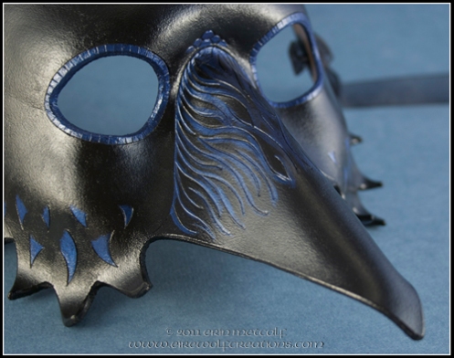Raven the Trickster leather mask detail by Eirewolf