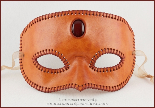 Stitched Third Eye leather mask, handmade by Eirewolf