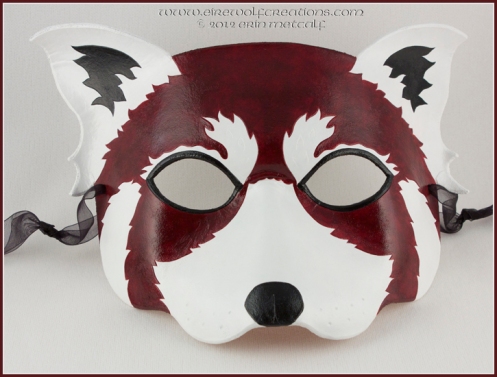 Red Panda leather mask, handmade by Eirewolf